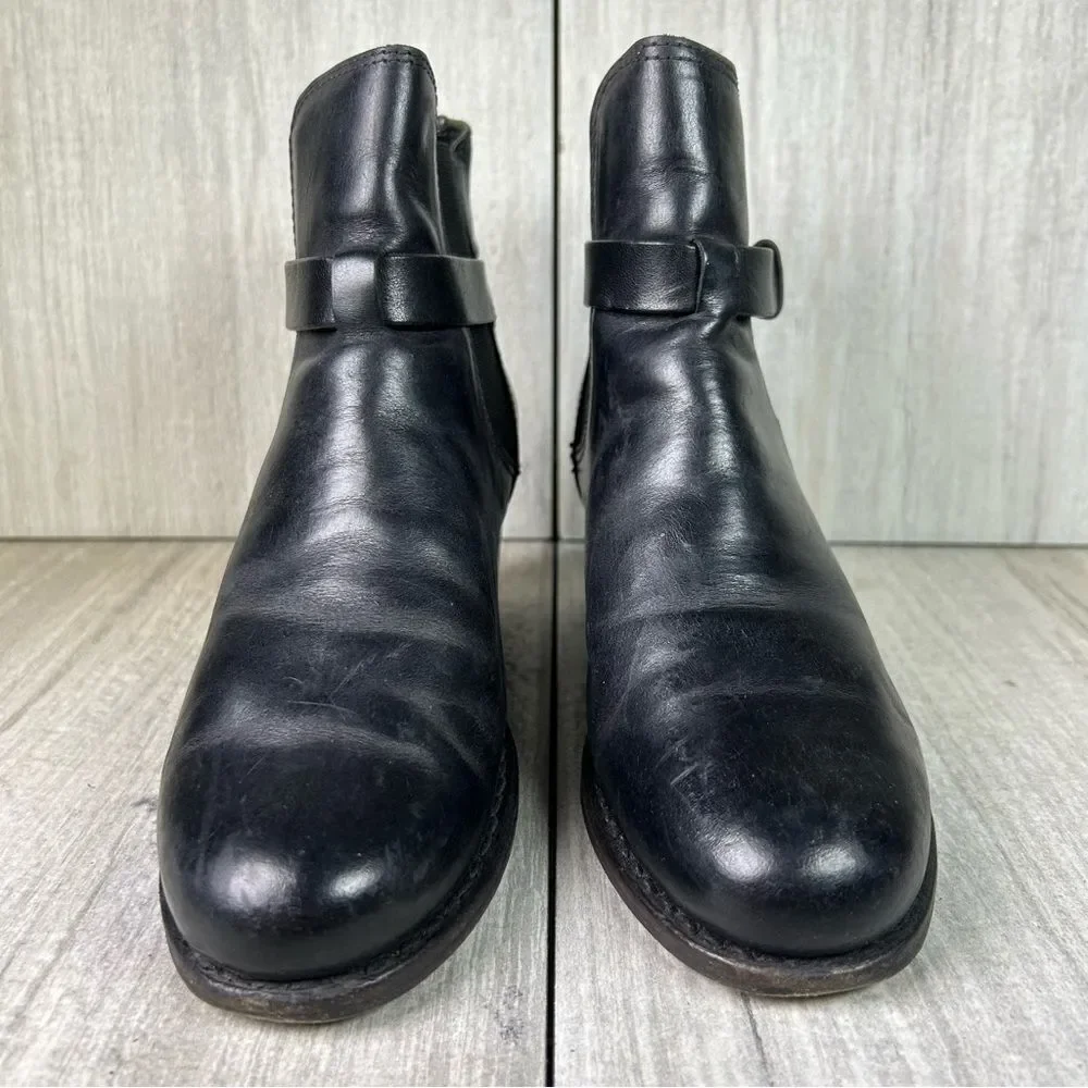 Rag & Bone Durham Black Leather Ankle Bootie Moto Heeled Boots Women’s Size 6 36 - Picture 5 of 10